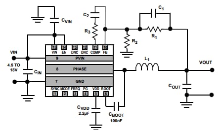 Application Circuit Diagram - Renesas Electronics ISL85009 Synchronous Buck Regulator
